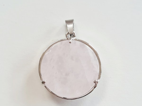 pendentif quartz rose et fleur de vie